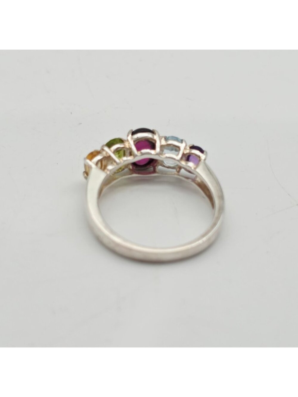 Sterling Silver Multi-Gemstone Ring Oval Cabochon & Faceted Citrine Stones 7 - Picture 4 of 7